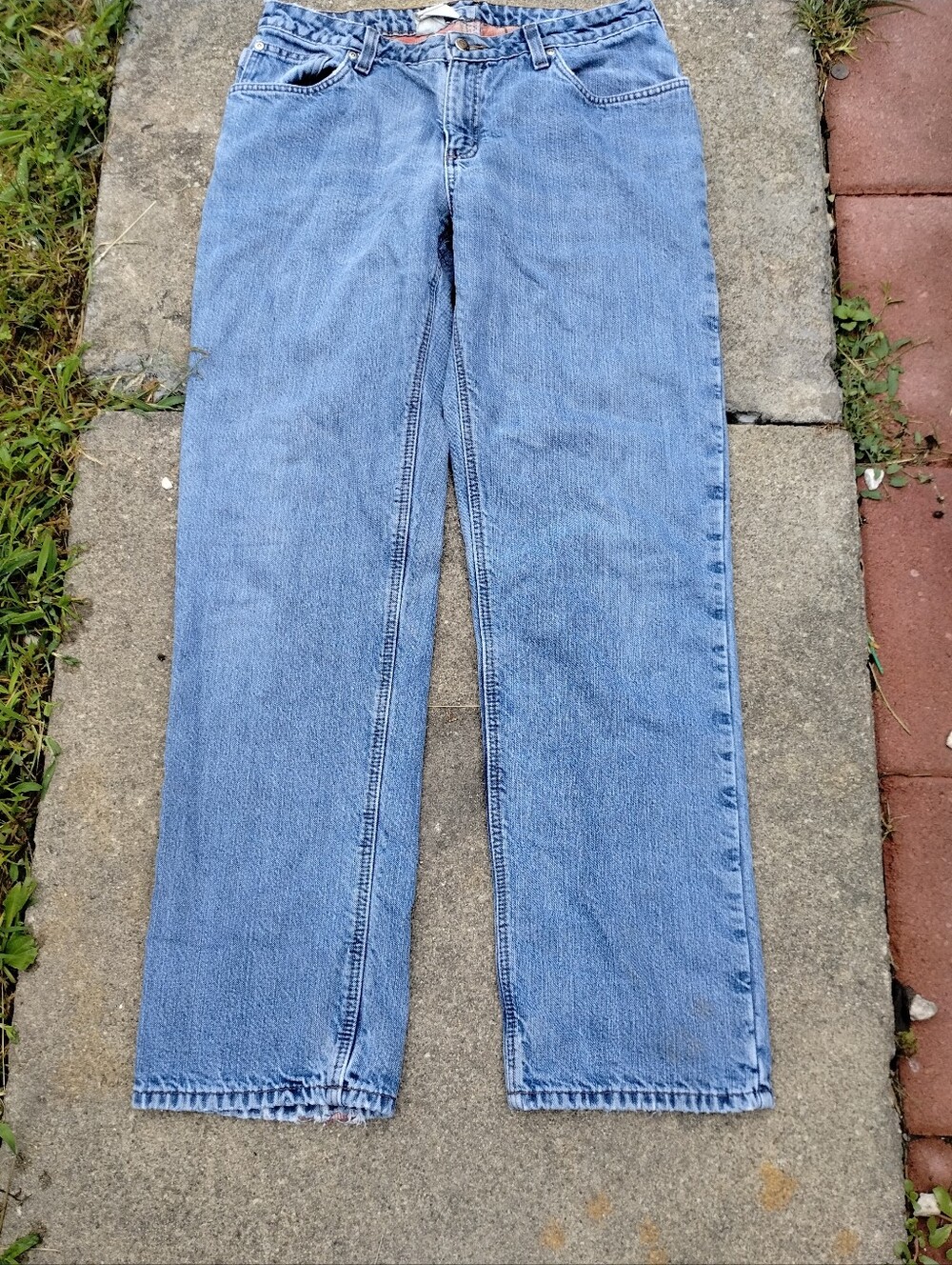 CARHARTT Women's  Relaxed Fit Flannel lined straight leg jeans 33" x 31 VINTAGE
